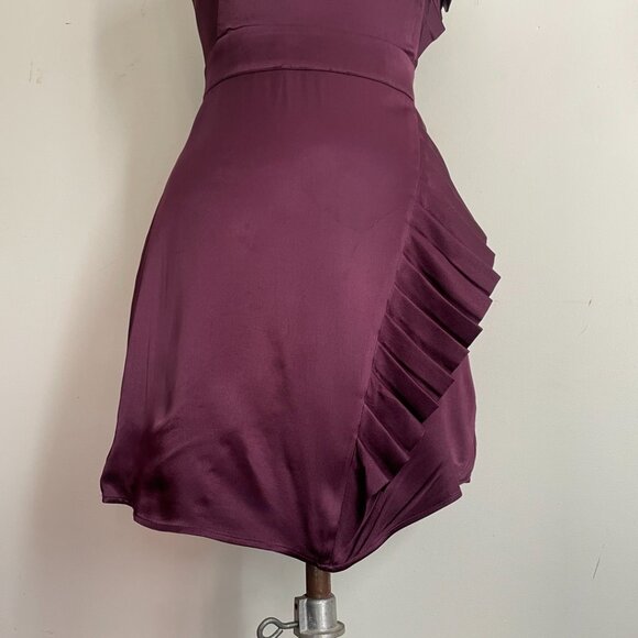 Burgundy Sleeveless Satin Dress - Picture 5 of 11